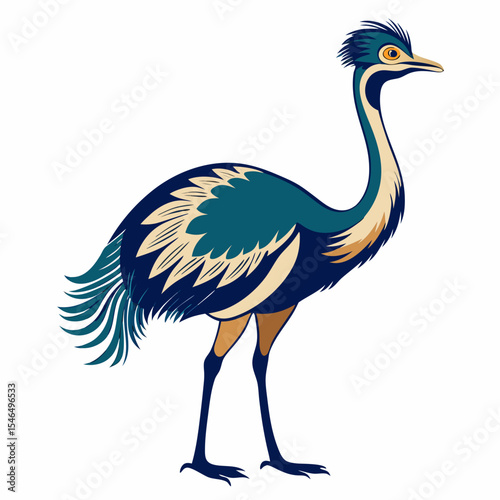 ostrich cartoon isolated on white