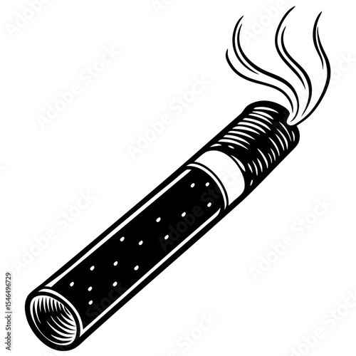 Cigarette with smoke isolated on white background