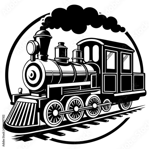Vintage steam train isolated on white background