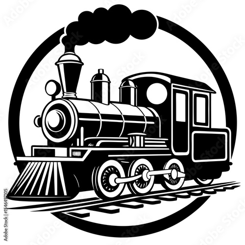 Vintage locomotive train isolated on white background