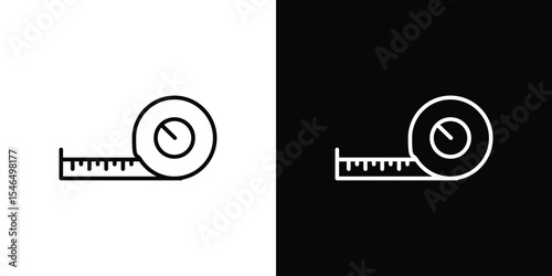 Meter tape icon in black. flat graphic vector icon