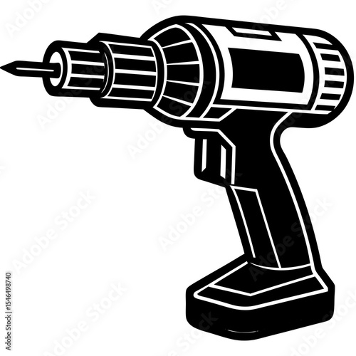 Cordless electric drill tool isolated on white background