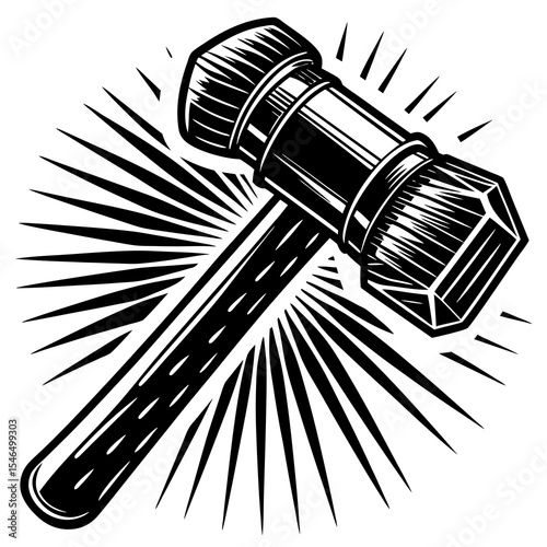 Wooden gavel with radiating lines isolated on white background
