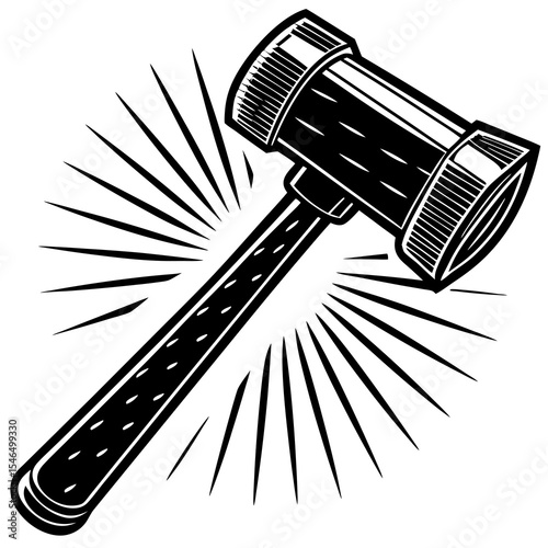 Wooden gavel with radiating lines isolated on white background