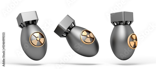 Nuclear Bomb with Radiation Symbol 3D Icon. atomic bomb 3d icon