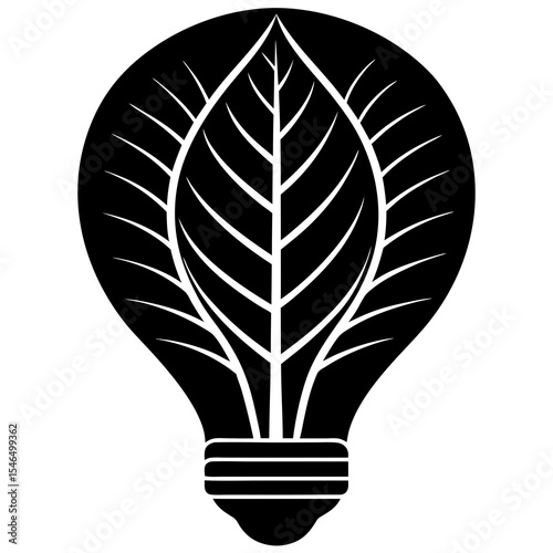 Leaf inside light bulb isolated on white background for eco energy