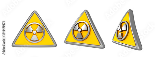 Radiation Hazard Sign 3d icon. Symbol of radioactive threat alert in triangle Frame 3d icon