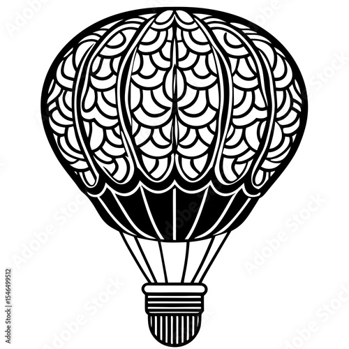 Hot air balloon with abstract pattern isolated on white background