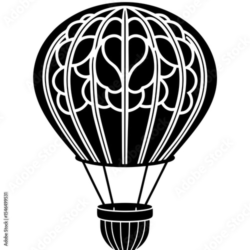 Hot air balloon with abstract pattern isolated on white background