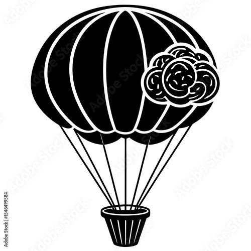 Silhouette of hot air balloon with pattern isolated on white background