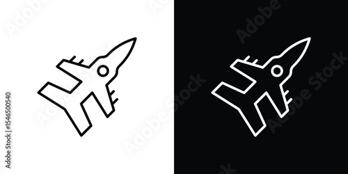 Military aircraft icon in black. flat graphic vector icon