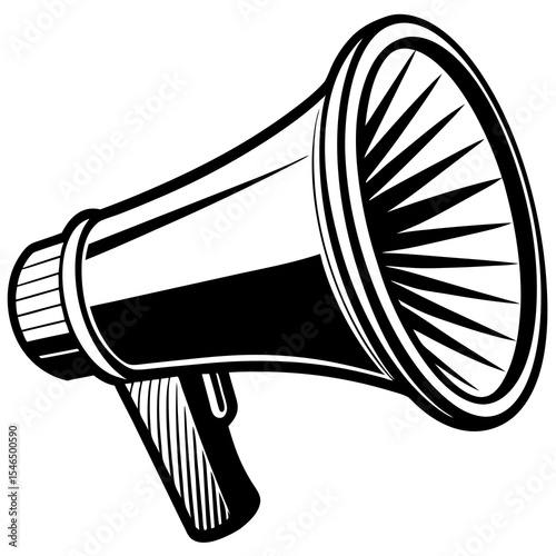 Black and white megaphone isolated on white background