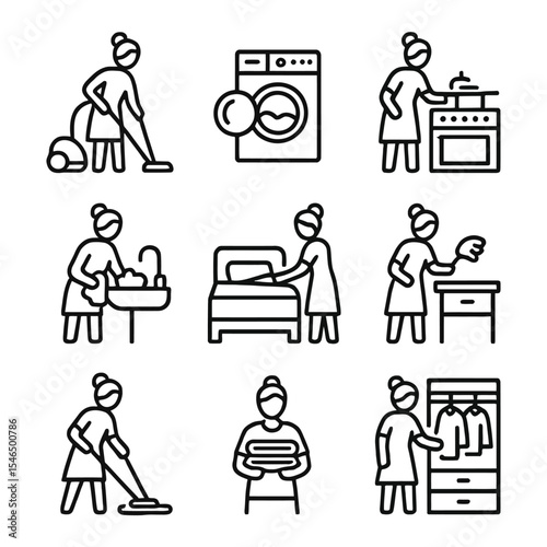 Household Chores & Housekeeping Icons Set
