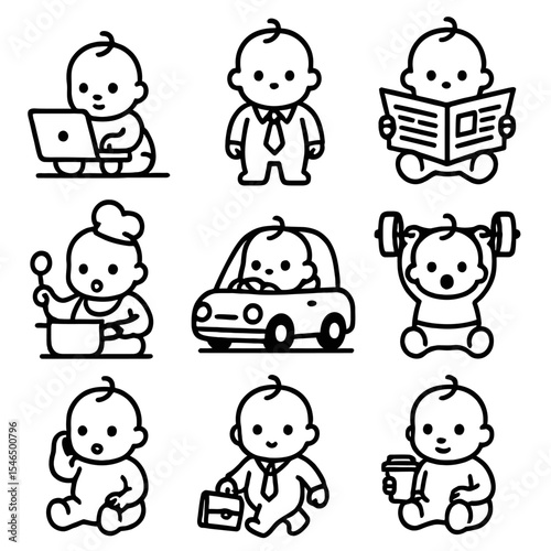 Baby Business & Entrepreneur Outline Icons
