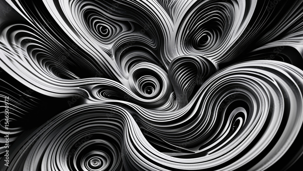 Obraz premium distorted psychedelic wavy background in black and white