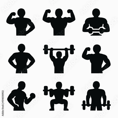 Bodybuilding & Weightlifting Athlete Silhouettes