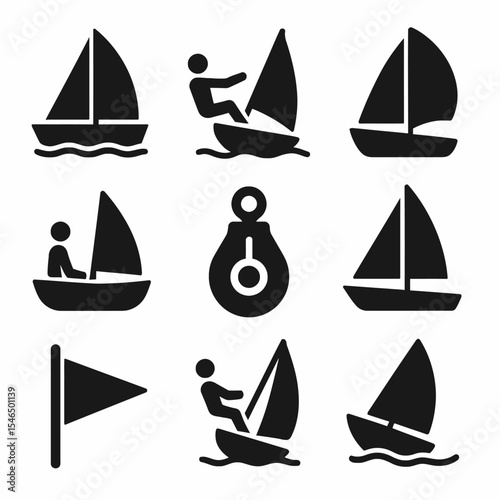 Sailing and Nautical Silhouette Icons Set