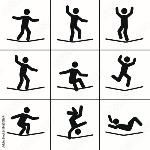 Slackline Balance & Acrobatics Silhouette Icons
