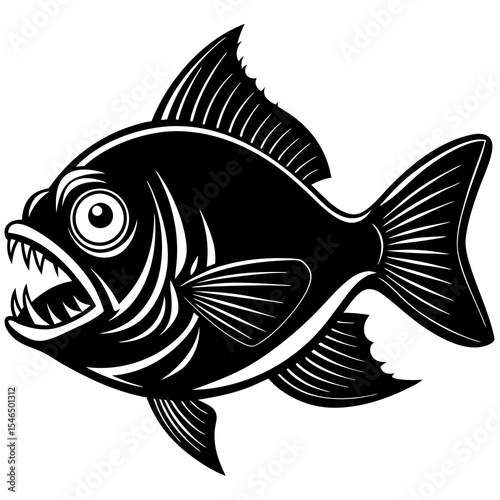 Piranha with sharp teeth isolated on white background