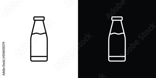 Milk bottle icon in black. flat graphic vector icon