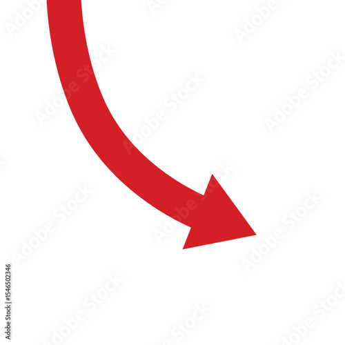red curved arrow graph falling down represent loss