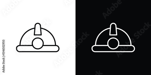 Miner helmet icon in black. flat graphic vector icon