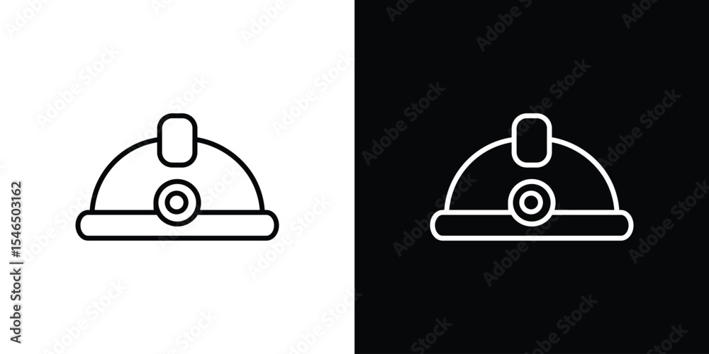 Fototapeta premium Mining Helmet icon in black. flat graphic vector icon