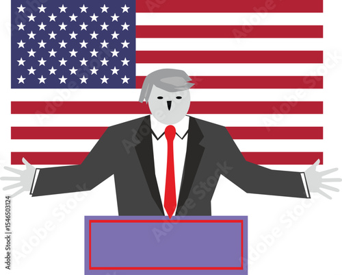  Presidential Election and Political Podium: American Democracy,Art & Illustration