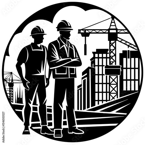 Construction workers at a building site
