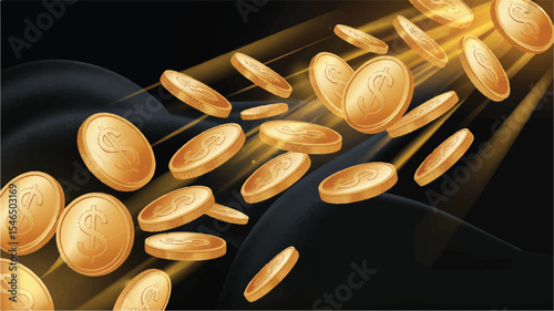 Golden Coins Streaming Wealth, Prosperity, and Success