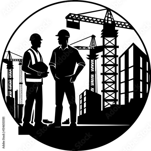 Construction workers at a building site