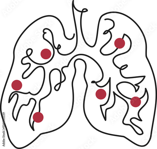 World Lung Cancer Day. Abstract multicolored Human lungs. World no tobacco day banner. World Tuberculosis Day. National Asthma and Allergy Awareness Month. vector line art	
