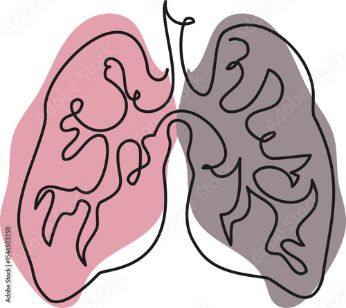 World Lung Cancer Day. Abstract multicolored Human lungs. World no tobacco day banner. World Tuberculosis Day. National Asthma and Allergy Awareness Month. vector line art	
