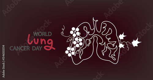 World Lung Cancer Day. Abstract multicolored Human lungs. World no tobacco day banner. World Tuberculosis Day. National Asthma and Allergy Awareness Month. vector line art	
