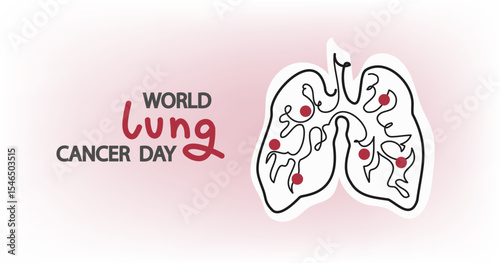 World Lung Cancer Day. Abstract multicolored Human lungs. World no tobacco day banner. World Tuberculosis Day. National Asthma and Allergy Awareness Month. vector line art	
