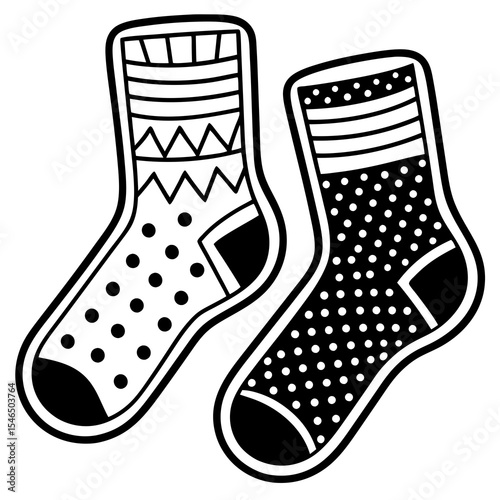 Two patterned socks isolated on white background