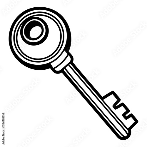 Vintage key isolated on white background