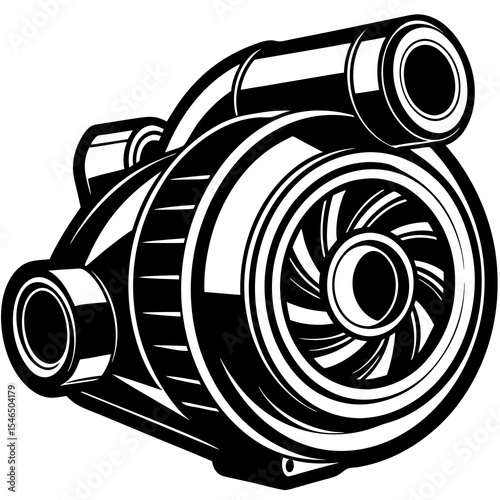 Turbocharger isolated on white background for automotive engine boost