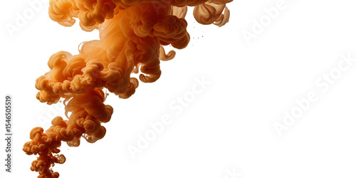 Vector abstract orange cloud smoke powder explosion isolated on transparent wide panorama background