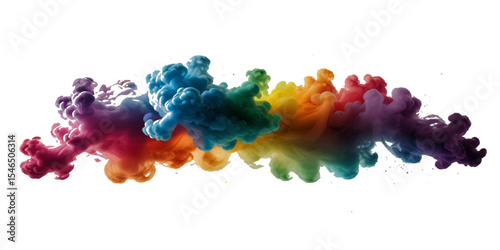 Colorful smoke rainbow holi painted fog festival background. Colorful rainbow paint color smoke cloud explosion isolated on transparent background.