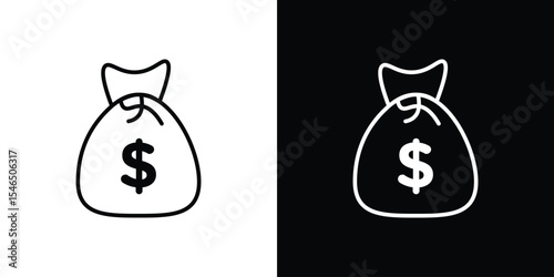 Money bag icon in black. flat graphic vector icon