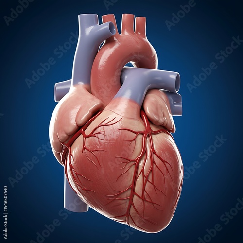 A human heart with weakened chambers and impaired pumping ability, symbolizing congestive heart failure