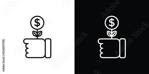 Money tree icon in black. flat graphic vector icon