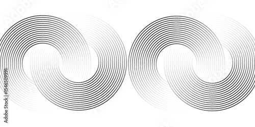 Abstract blue glowing geometric lines on dark blue background. Modern shiny blue circle lines pattern. Futuristic technology concept. Suit for cover, poster, banner, brochure, header, website. eps 10