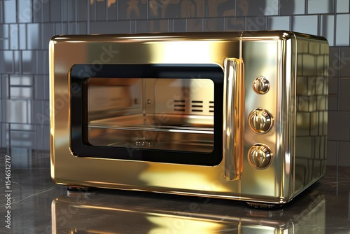 detailed image of Metallic microwave with a sleek cover, designed for modern kitchens.