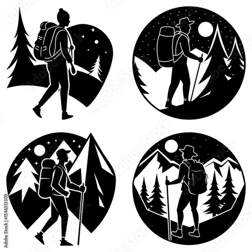 Military Silhouette Targets:  Strategic Ops, Black and White Vector Graphics, Security Concept