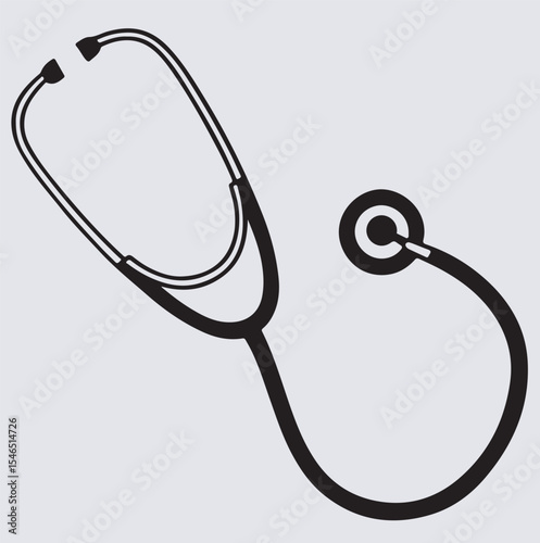 stethoscope silhouette vector art illustration, stethoscope on white background