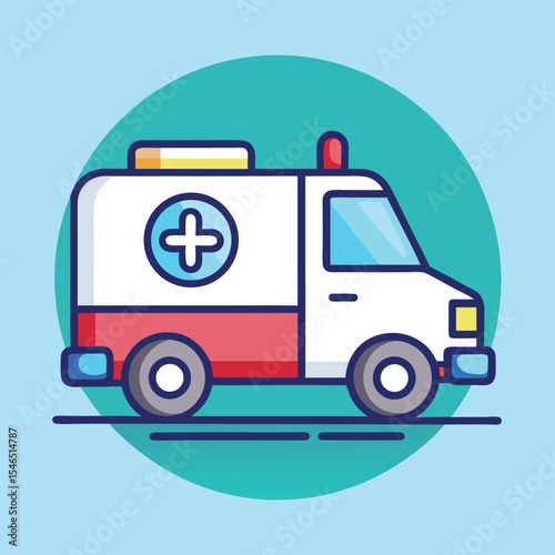 Mobile Vet Van Icon with Medical Cross