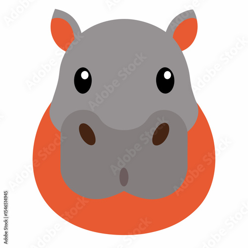 Cute cartoon hippopotamus face illustration