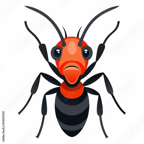 Cartoon red and black ant illustration